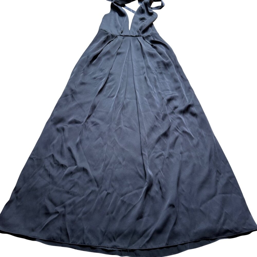 Jill Jill Stuart Size 6 Black Plunge V-Neck Halter Tie Formal Evening Maxi Dress